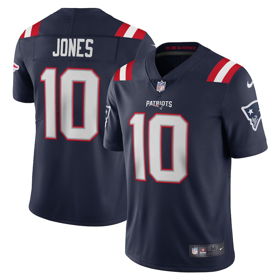 Men New England Patriots 10 Mac Jones Nike Navy Vapor Limited NFL Jersey